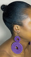 Purple Double Circle Rattan Earring