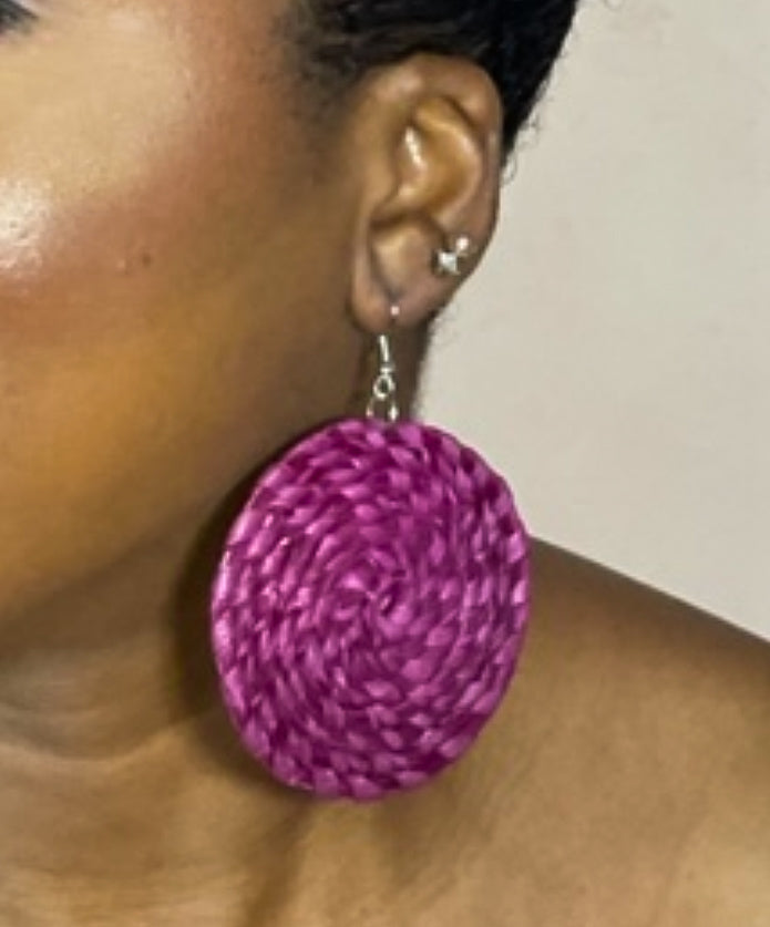 Purple Circle Rattan Earring