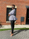Cora Ankara Peplum Top | White and Black African Print