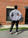 Cora Ankara Peplum Top | White and Black African Print