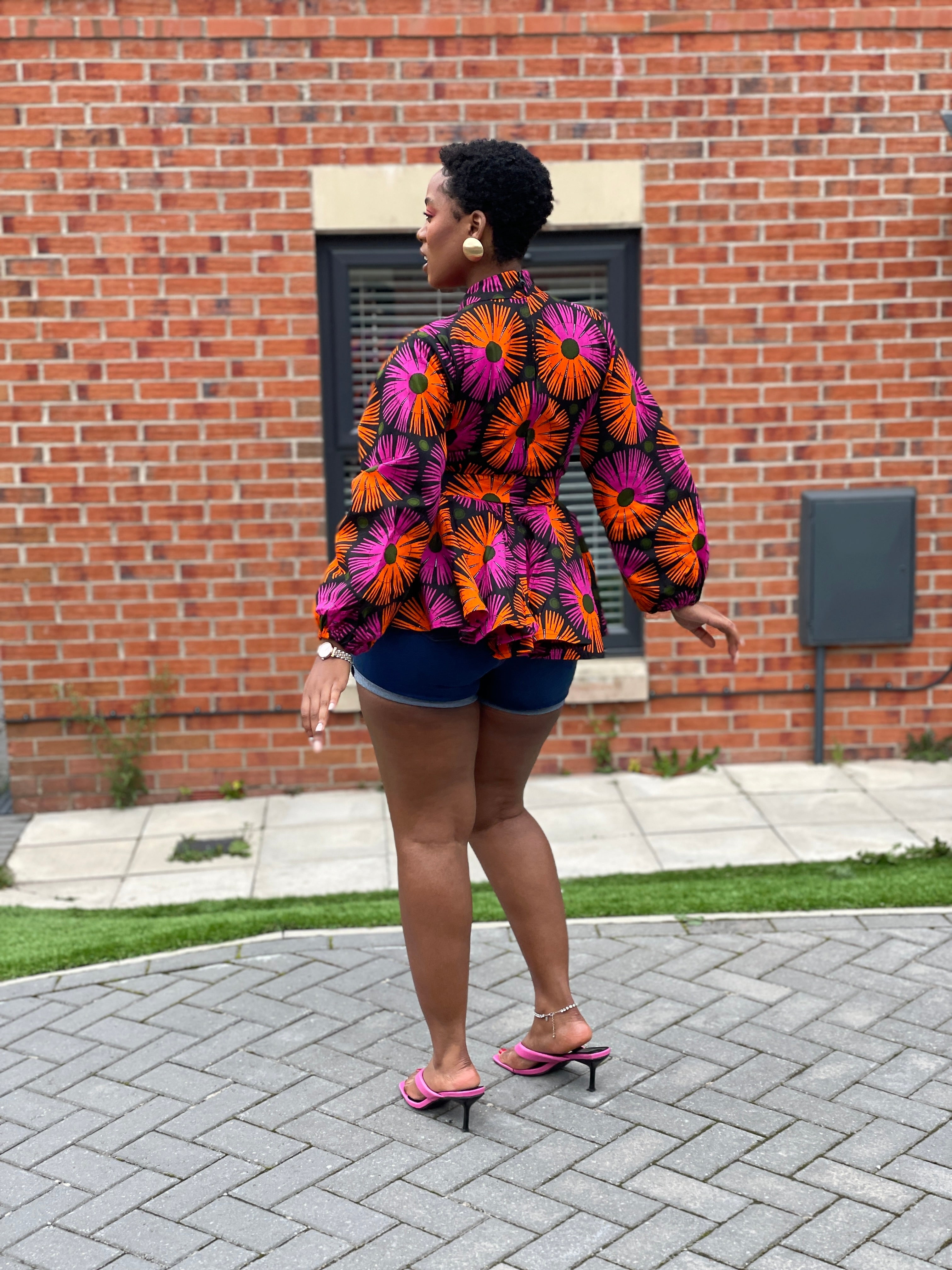 Candace Ankara Peplum Top | Pink and Orange African Print – M.A.