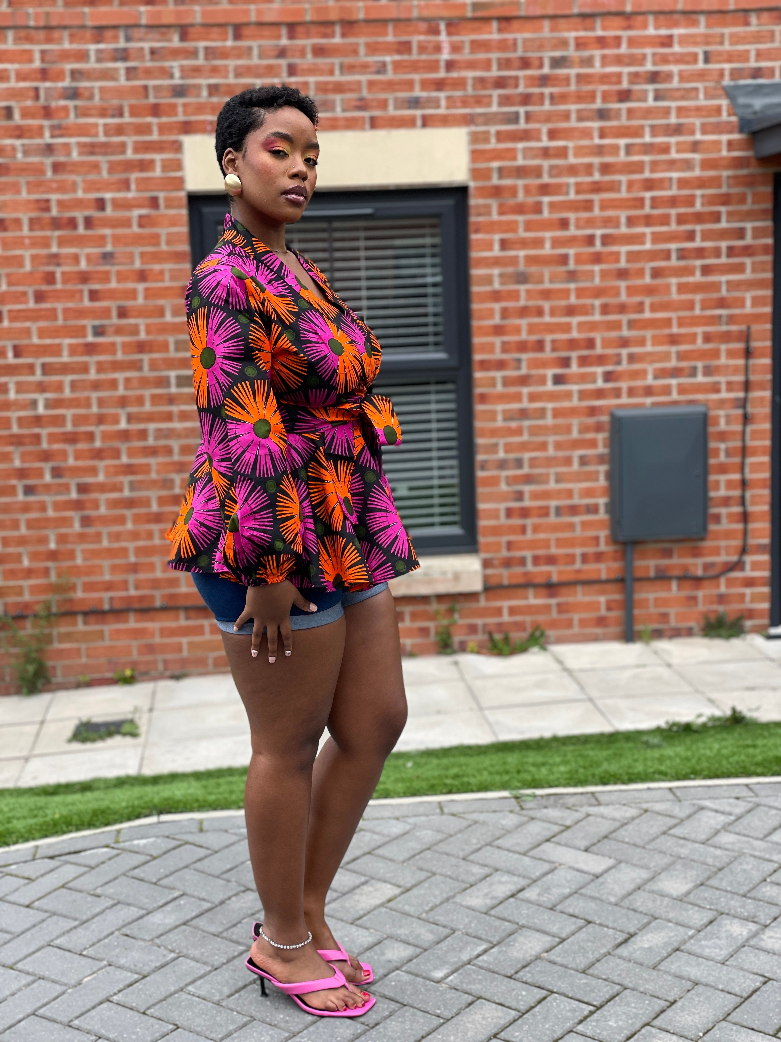 Candace Ankara Peplum Top | Pink and Orange African Print – M.A.