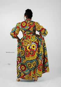 Duni  Ankara Maxi Dress | Yellow Multi Color African Print