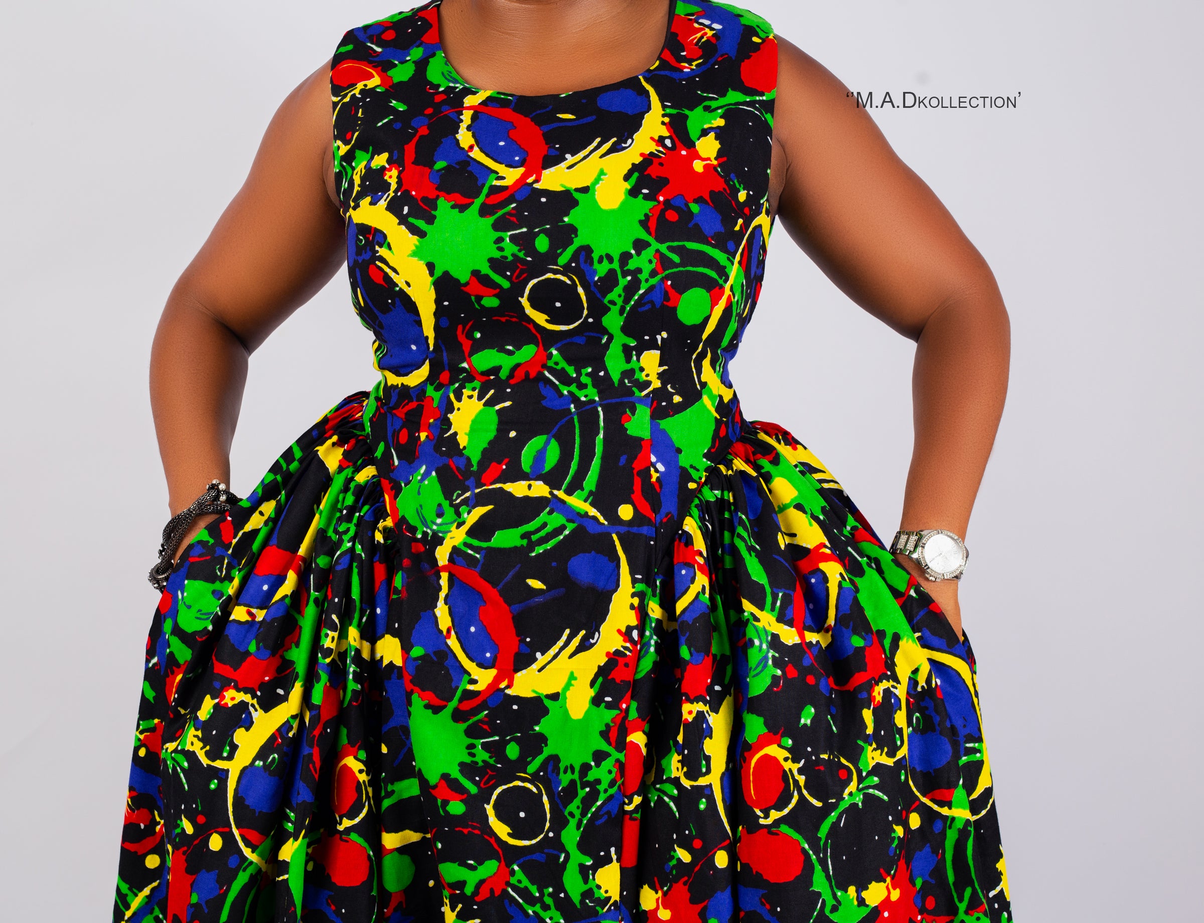 Binta Ankara Maxi Dress | Green Multicolor African Print