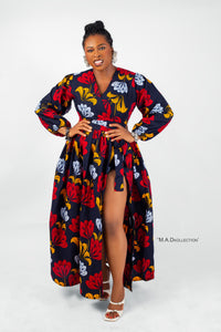 Deka  Ankara Maxi Dress |  Red Multi Color African Print