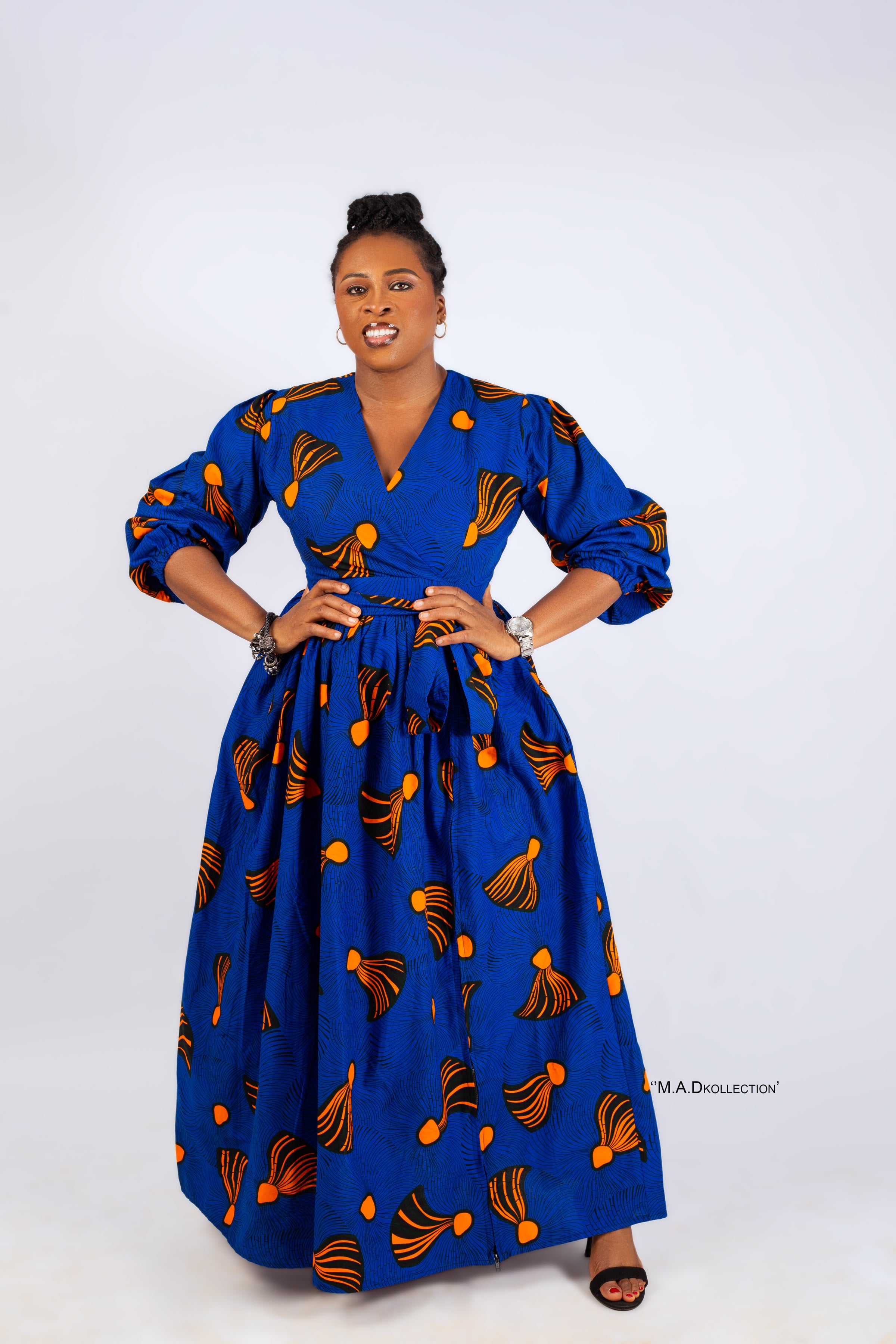 Doreen  Ankara Maxi Dress | Blue African Print
