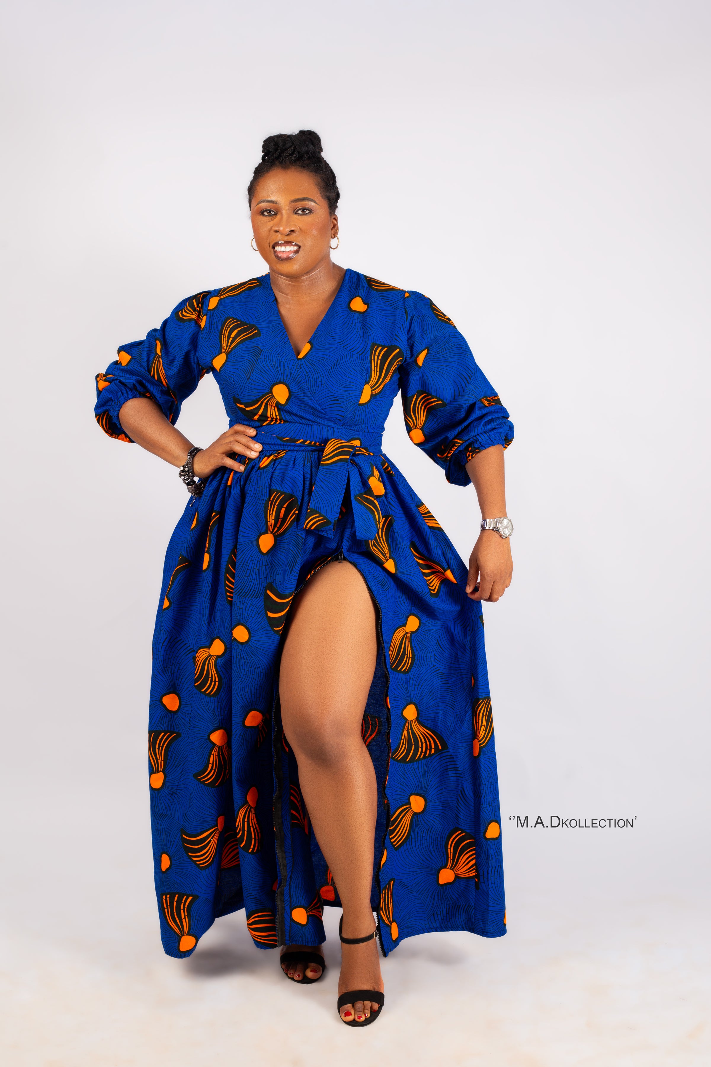 Doreen  Ankara Maxi Dress | Blue African Print