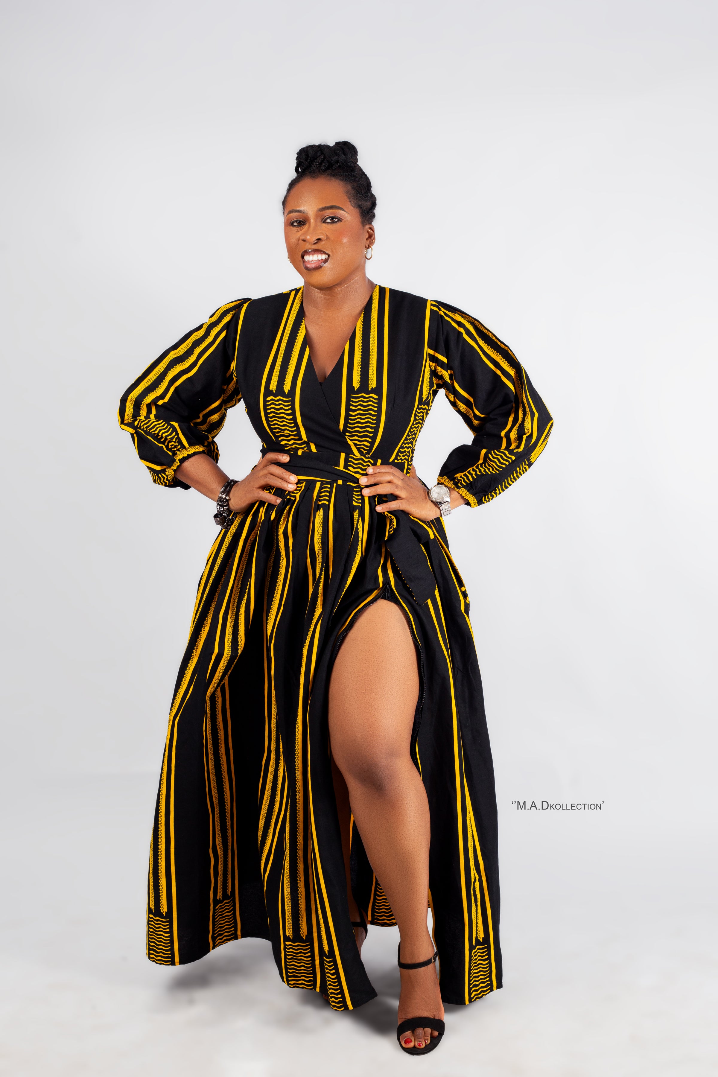 Demi Ankara Maxi Dress | Yellow and Black African Print