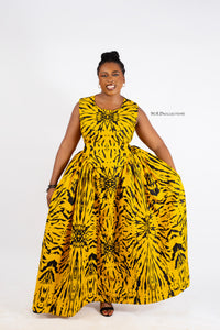 Bose Ankara Maxi Dress | Yellow and Black African Print