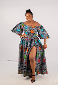 Chichi Ankara Off Shoulder Maxi Dress |   Multicoloured African Print