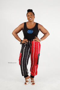 Erin Ankara Cargo Trouser | Orange and White African Print
