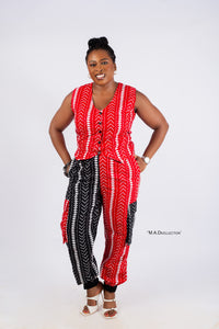 Erin Ankara Cargo Trouser | Orange and White African Print