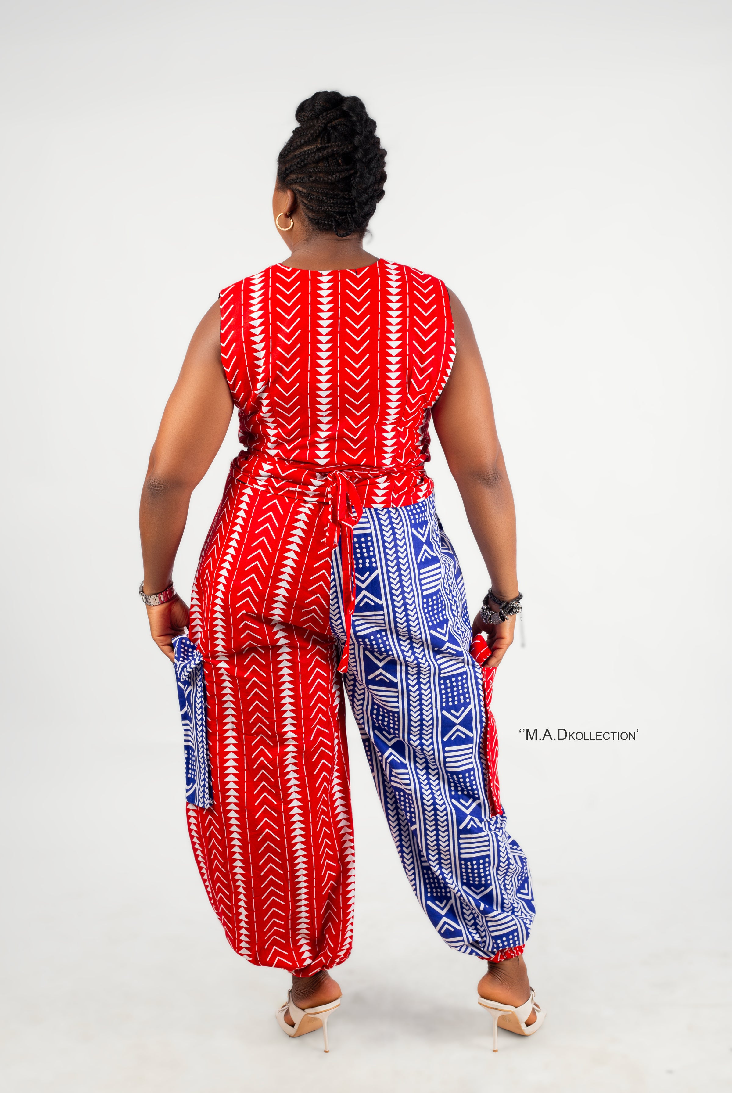 Erin Ankara Sleeveless Top | Orange and White  African Print