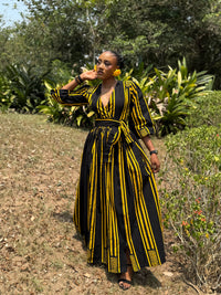 Demi Ankara Maxi Dress | Yellow and Black African Print