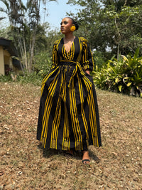 Demi Ankara Maxi Dress | Yellow and Black African Print