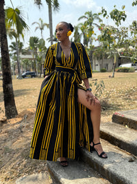 Demi Ankara Maxi Dress | Yellow and Black African Print