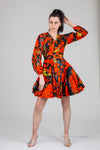 Barbara Ankara Mini Dress | Orange African Print