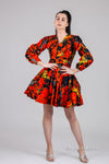 Barbara Ankara Mini Dress | Orange African Print
