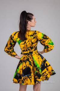 Bola Ankara Mini Dress | Yellow African Print