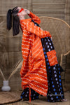 Tolu Adire Shirt Dress | Orange and White Pattern