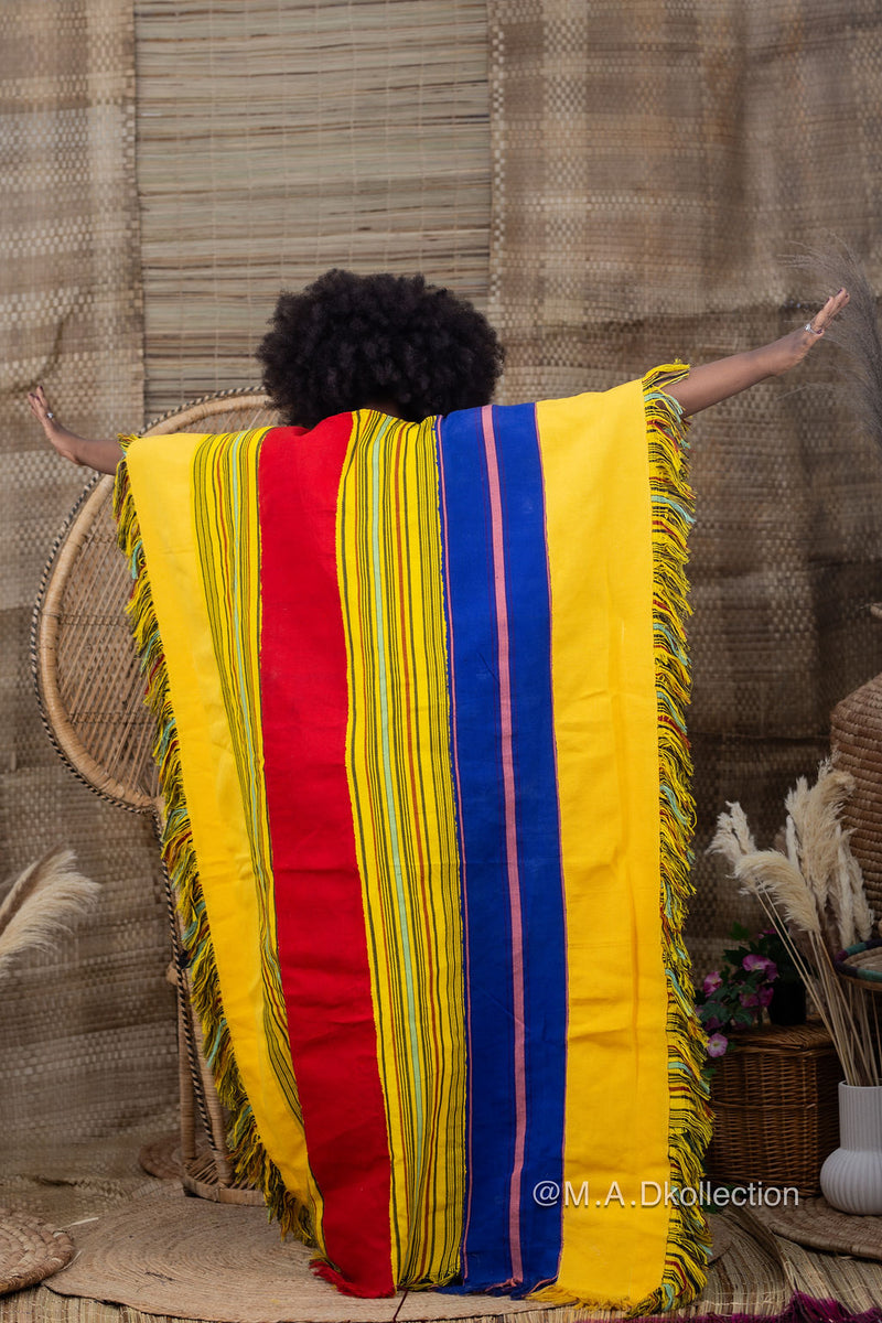 Eni Asooke Kaftan Bubu| Yellow Multicolor Pattern