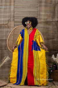 Eni Asooke Kaftan Bubu| Yellow Multicolor Pattern