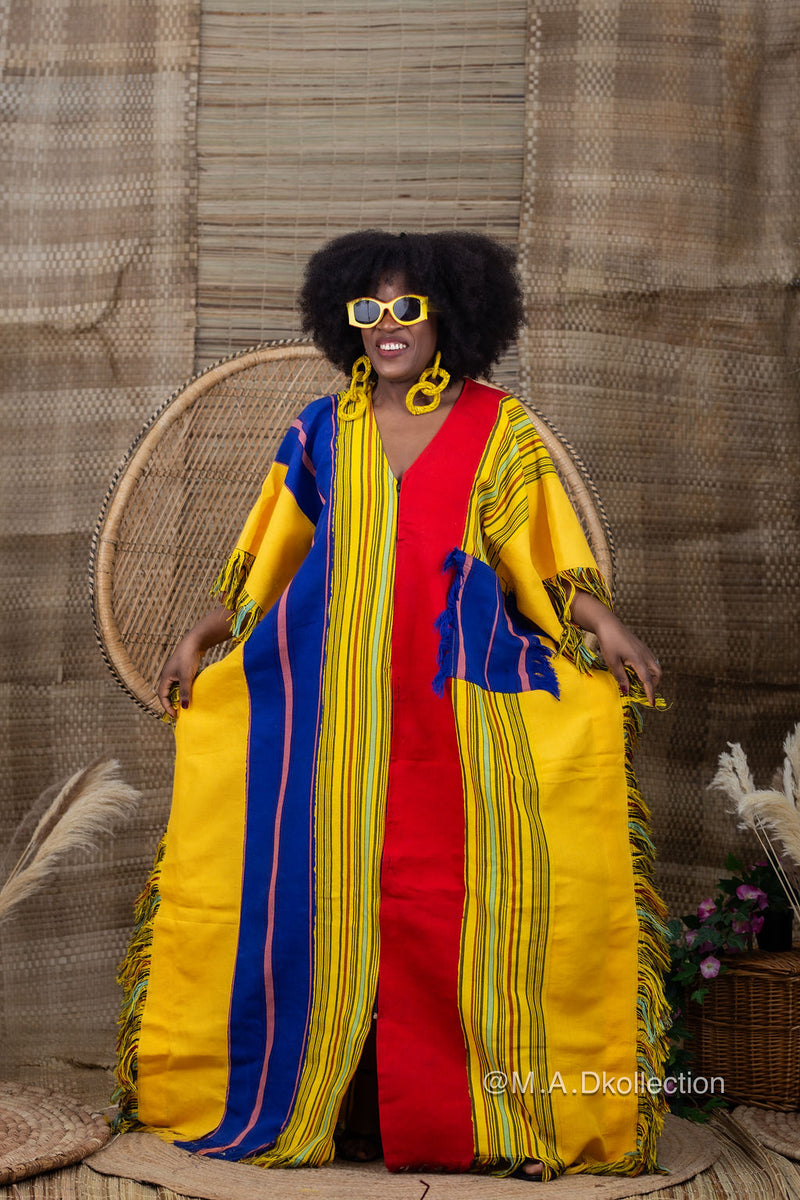 Eni Asooke Kaftan Bubu| Yellow Multicolor Pattern