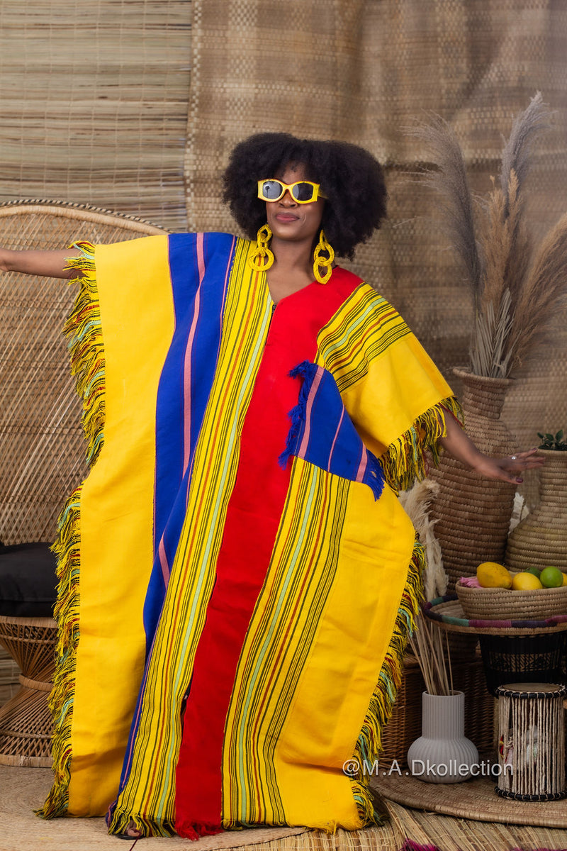 Eni Asooke Kaftan Bubu| Yellow Multicolor Pattern