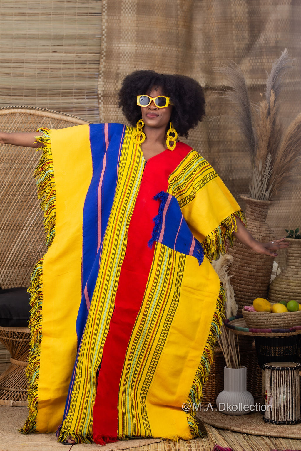 Eni Asooke Kaftan Bubu| Yellow Multicolor Pattern