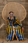 Titi Adire Shirt Dress  | Blue and Yellow Pattern