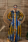 Titi Adire Shirt Dress  | Blue and Yellow Pattern