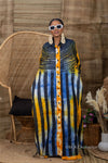 Titi Adire Shirt Dress  | Blue and Yellow Pattern