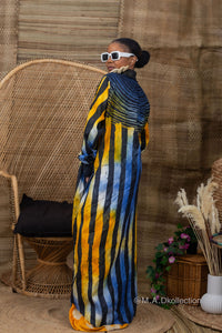 Titi Adire Shirt Dress  | Blue and Yellow Pattern