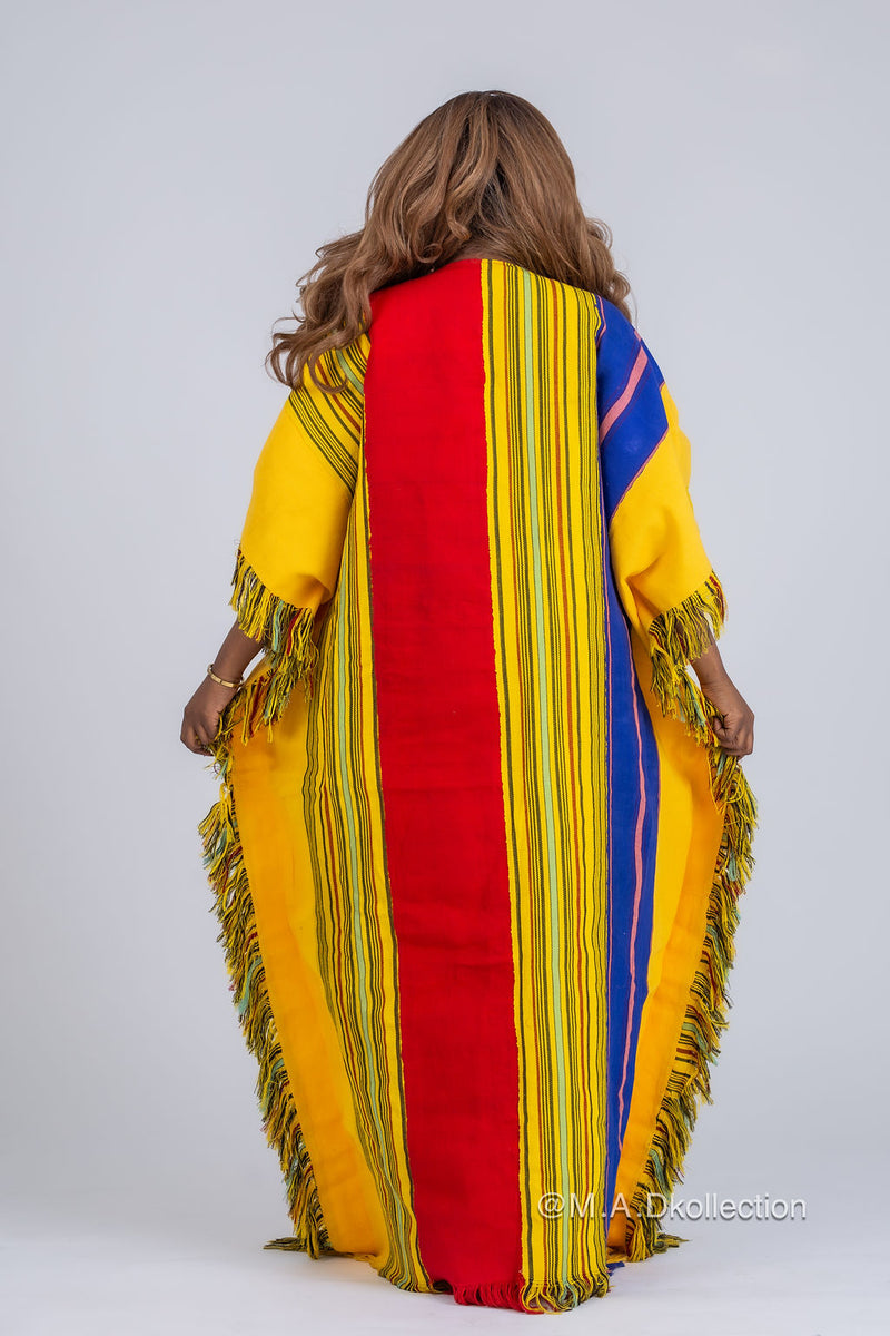 Eni Asooke Kaftan Bubu| Yellow Multicolor Pattern