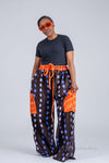 Tolu Adire Cargo Trouser |  Black and Blue  Pattern