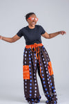Tolu Adire Cargo Trouser |  Black and Blue  Pattern