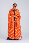 Tolu Adire Shirt Dress | Orange and White Pattern