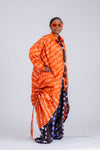 Tolu Adire Shirt Dress | Orange and White Pattern