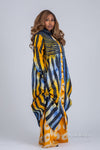 Titi Adire Shirt Dress  | Blue and Yellow Pattern