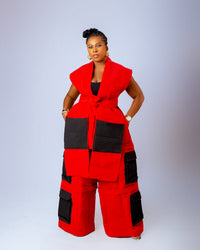 Bambi Cargo Trouser | Black and Red Aṣọ Òkè