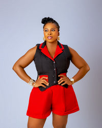 Bambi Cargo Trouser | Black and Red Aṣọ Òkè