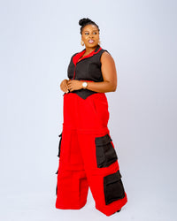 Bambi Sleeveless Top |  Black and Red Aṣọ Òkè