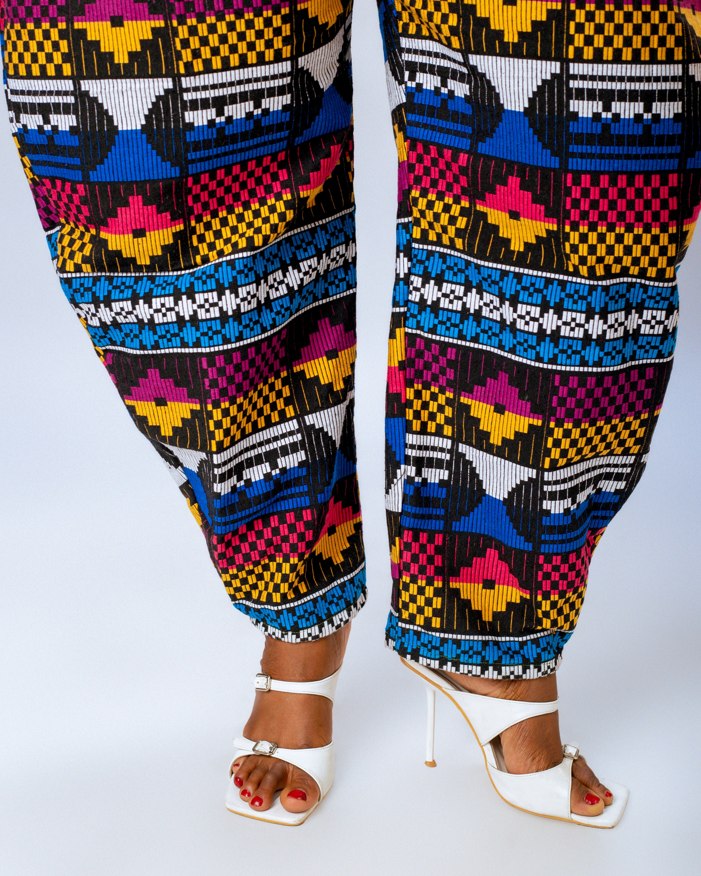 Nada Akwete Barrel Trouser | Blue Multicolor Print