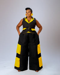 Banu Sleeveless Top | Black and Yellow Aṣọ Òke