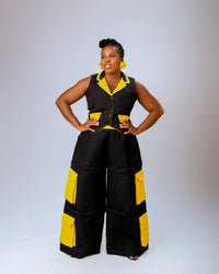 Banu Sleeveless Top | Black and Yellow Aṣọ Òke