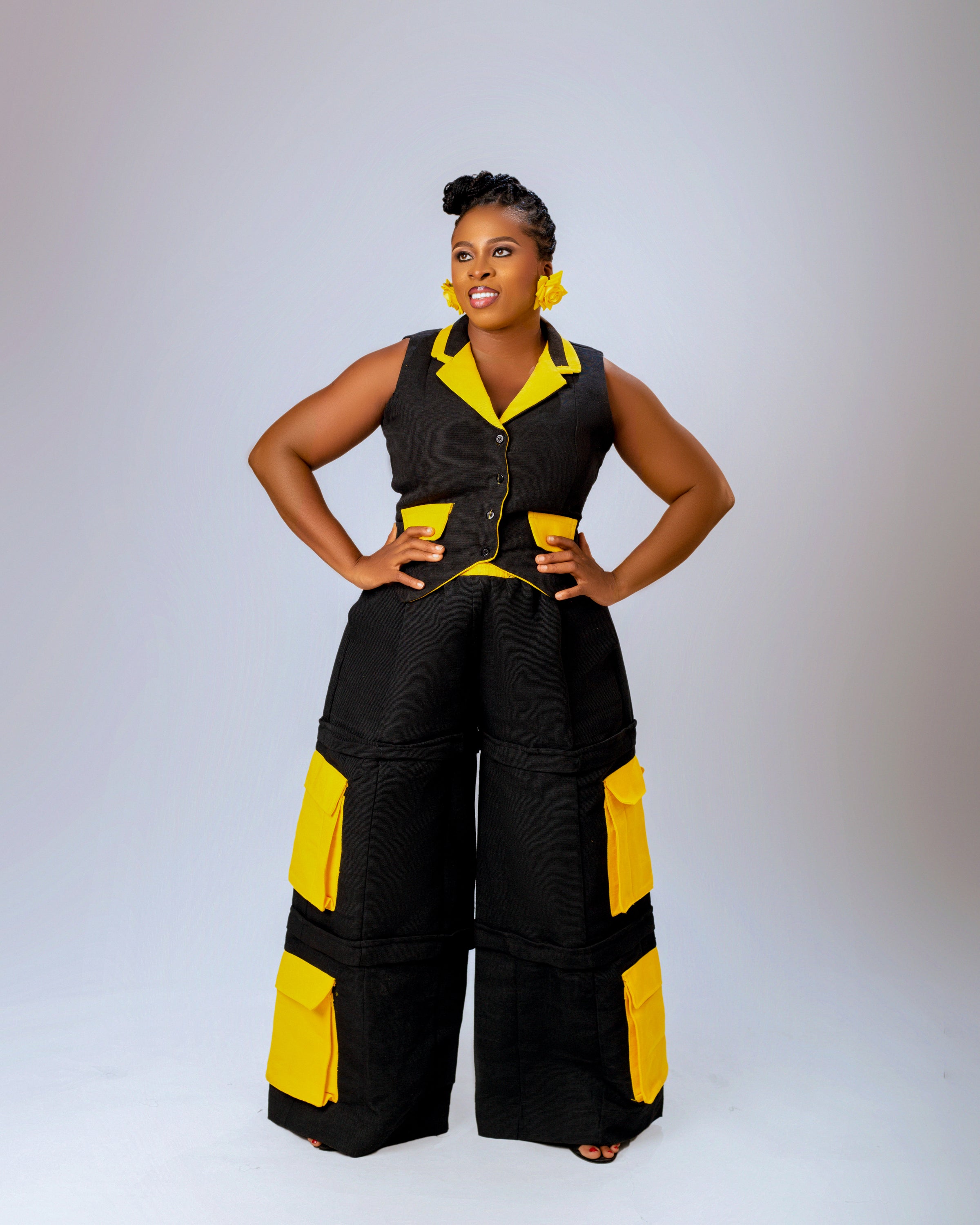 Banu Sleeveless Top | Black and Yellow Aṣọ Òke