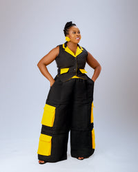 Banu Sleeveless Top | Black and Yellow Aṣọ Òke