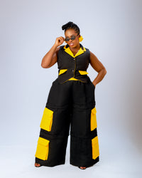 Banu Sleeveless Top | Black and Yellow Aṣọ Òke