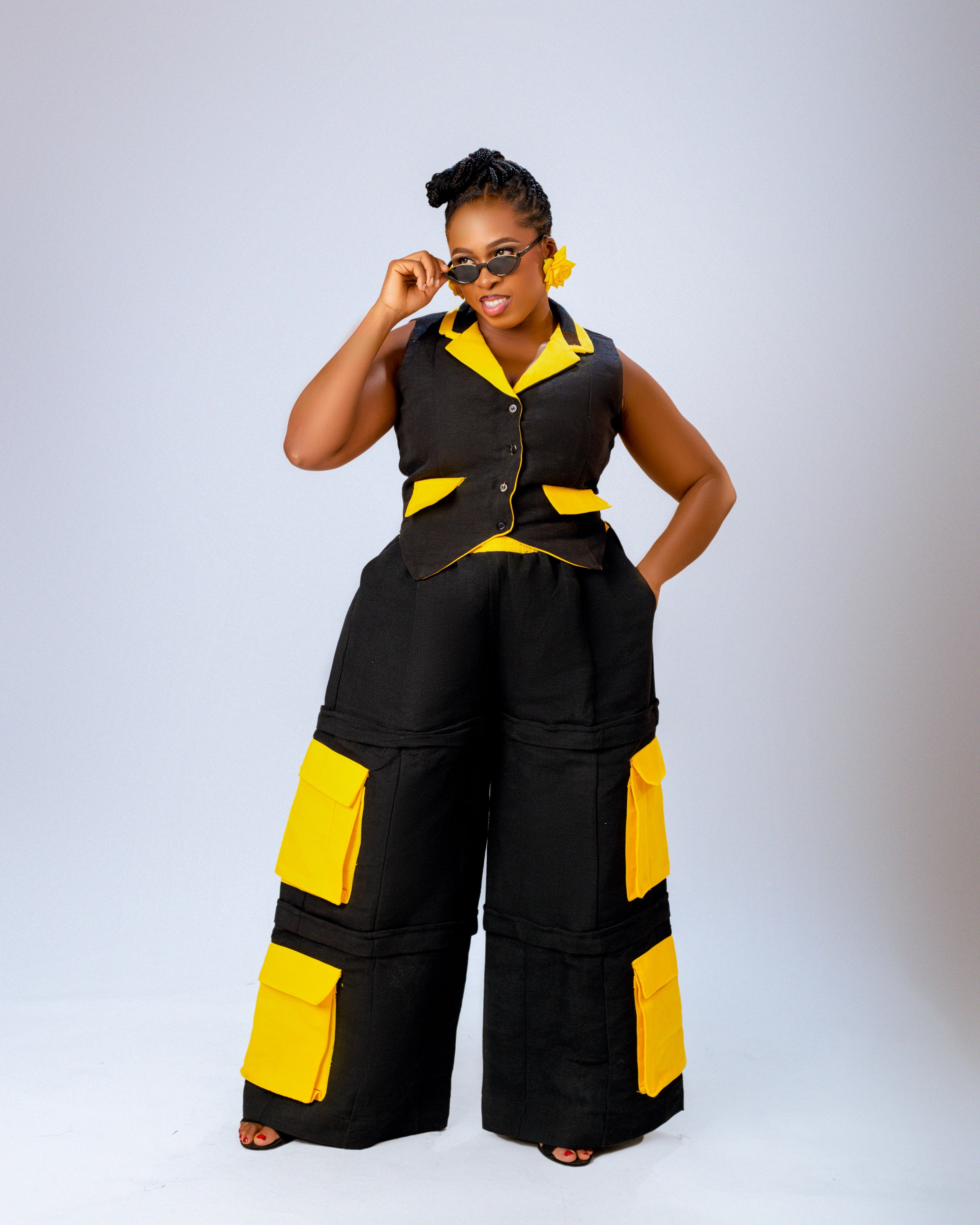 Banu Sleeveless Top | Black and Yellow Aṣọ Òke