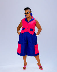 Banke  Sleeveless Top | Blue and Pink Aṣọ Òkè